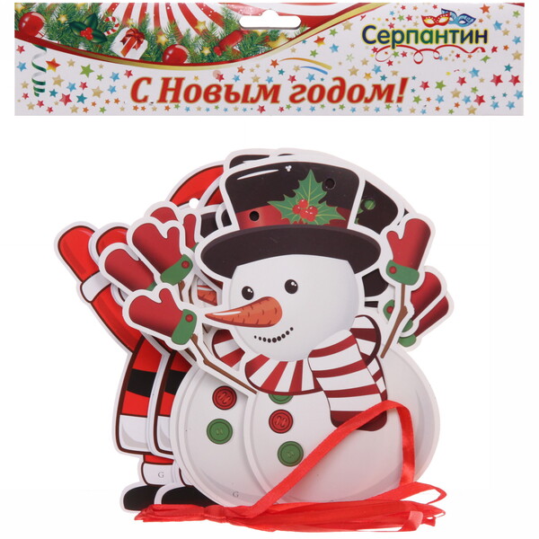 Гирлянда новогодняя 3 м "Дед Мороз и Снеговичок", 18х16 см