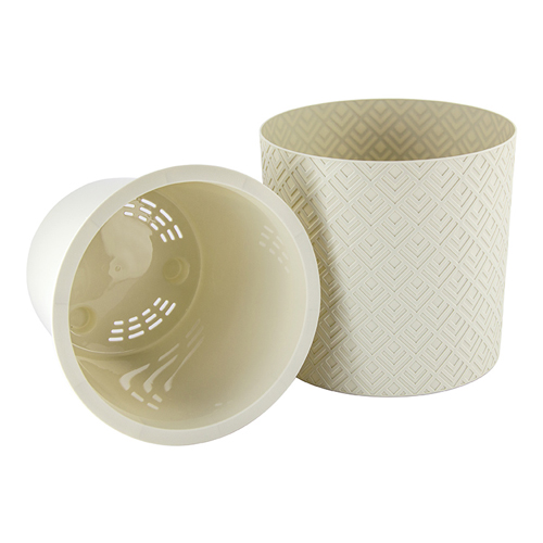 Кашпо 9.5 л IDEA ЭТНА М 3184, 280 мм, с вставкой, белый ротанг