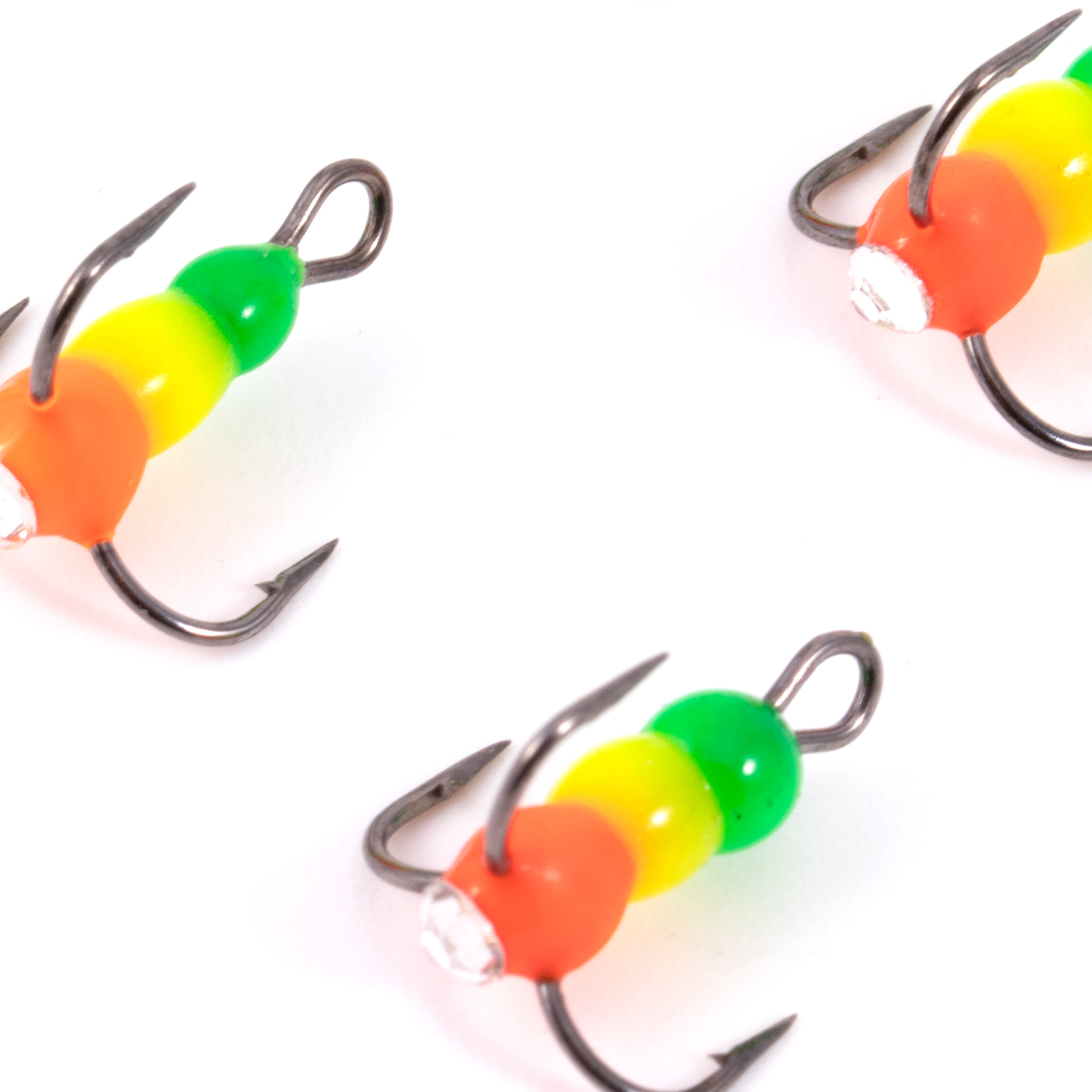 Крючок-тройник ЯМАН "Светофор" с глазком, размер 16 (INT), цв. флуоресцентный (5 шт.)