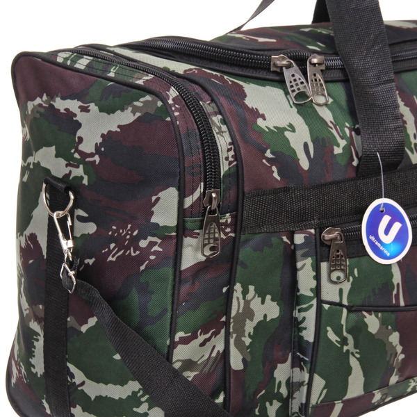 Сумка дорожно-спортивная "KANADA", цвет зеленый, хаки, 4 кармана, 27л, 60*34*25см (без лого)