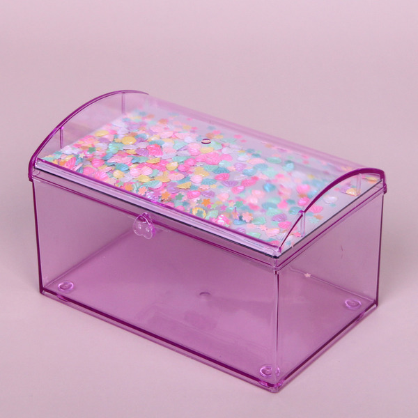 Шкатулка пластиковая с зеркалом "KiKi HAUS", сундучок, цвет сиреневый, 14.5*9.5*9см (в пакете)