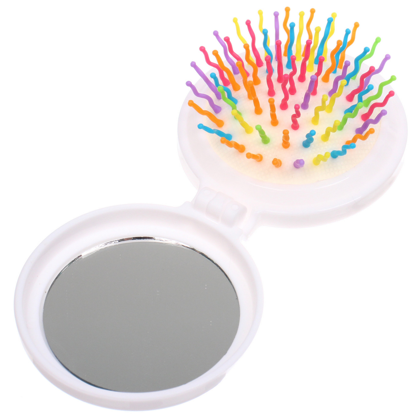 Расческа массажная детская складная "КАРАМЕЛЬ", единорог, цвет розовый, d-6см (пакет с подвесом)