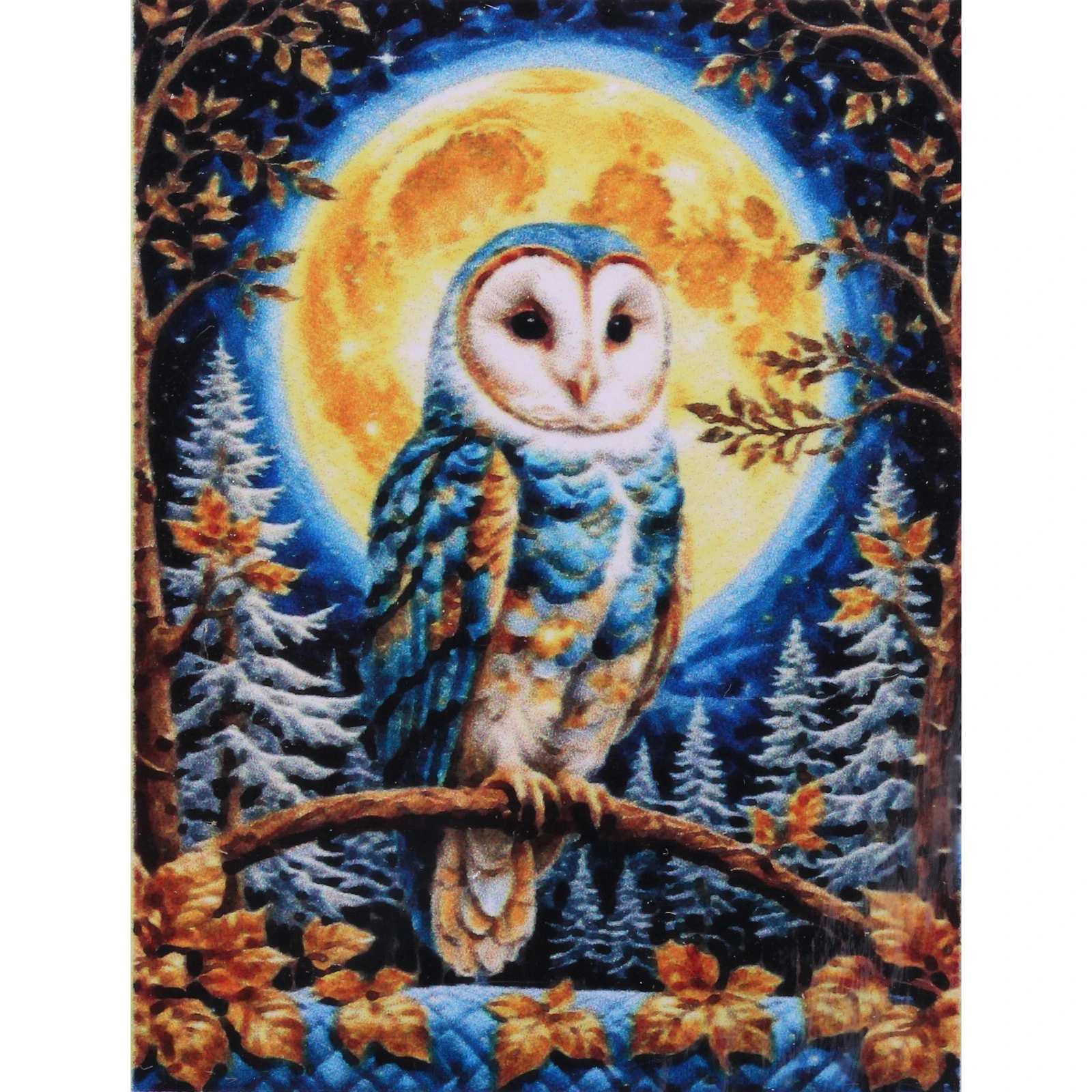 Алмазная мозаика в рулоне 30*40см полная выкладка "DIAMOND", Сова и Луна
