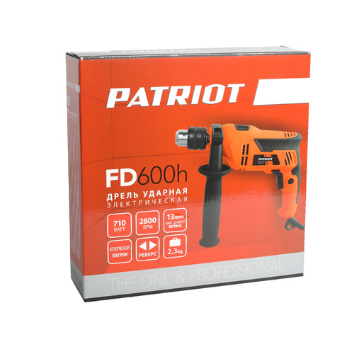 Дрель электрическая ударная PATRIOT FD 600 h, 710 Вт, 0-2800 об/мин,44800 уд/мин
