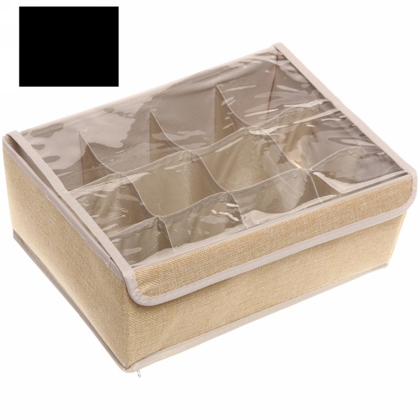 Кофр - органайзер для хранения вещей с прозрачной крышкой "УЮТДОМА", цвет черный, 12 отделений, 32*23*12см