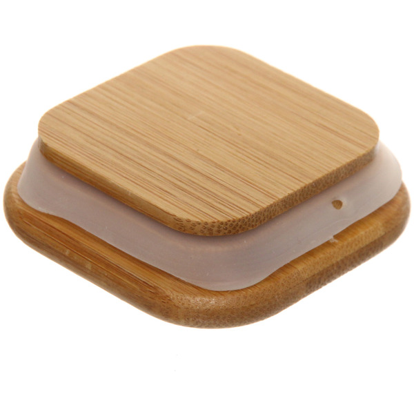 Банка для продуктов стеклянная 400мл "Хай-Тек" с бамбуковой крышкой, квадратная 6*15см