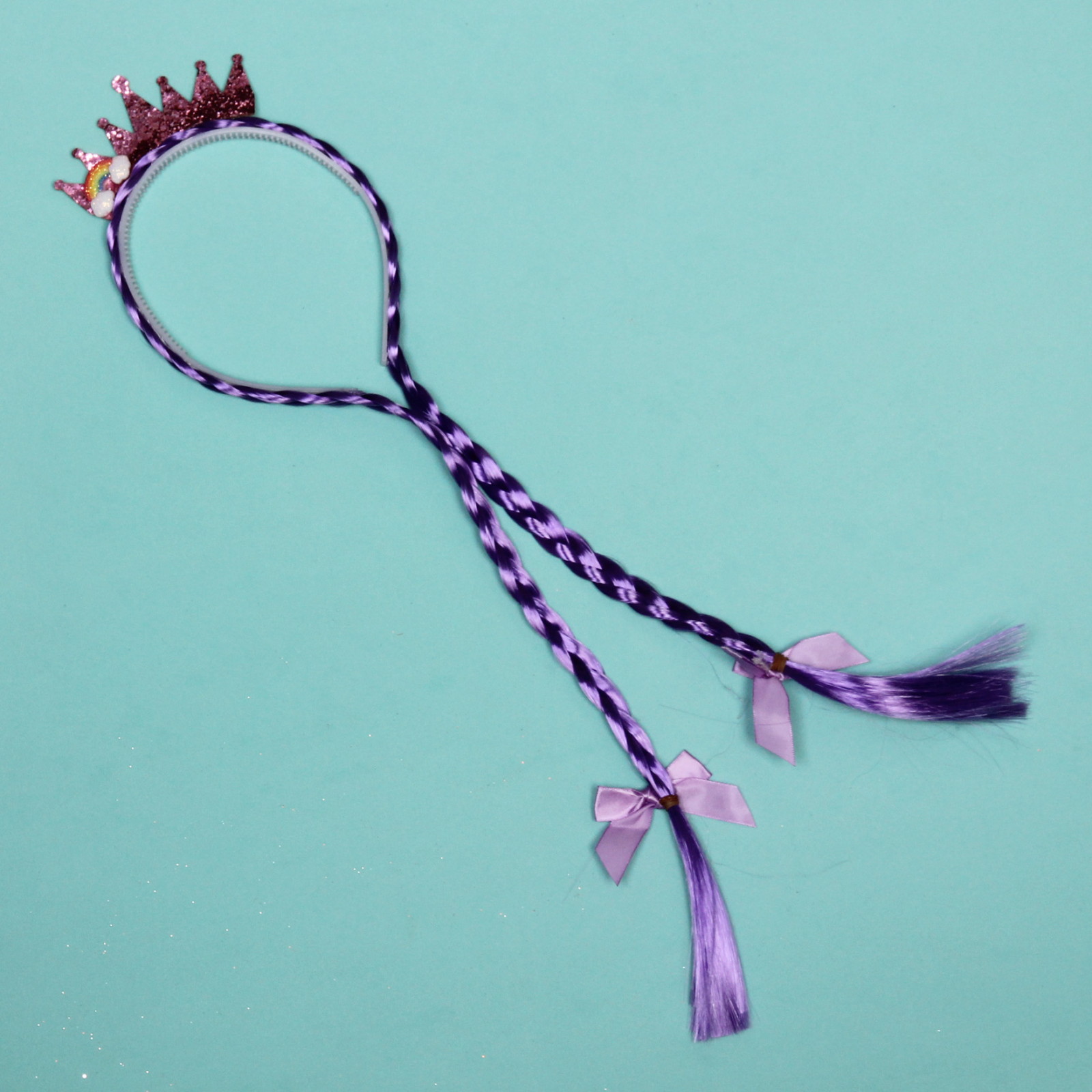 Ободок карнавальный с косами "Королева цветов" 46 см, микс