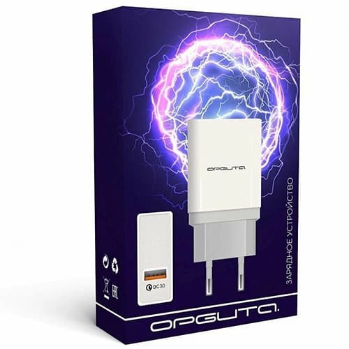Зарядное устройство с USB Орбита OT-APU55, QC3.0, 3000 mA, белый
