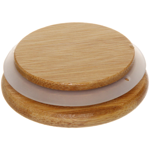 Банка для продуктов стеклянная 400мл "Хай-Тек" с бамбуковой крышкой 6,5*15см