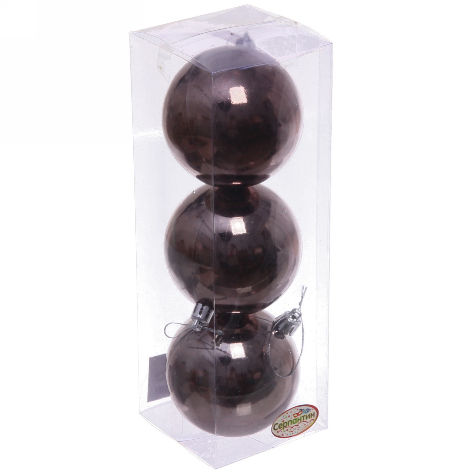 Новогодние шары 8 см (набор 3 шт) "Глянец", графит