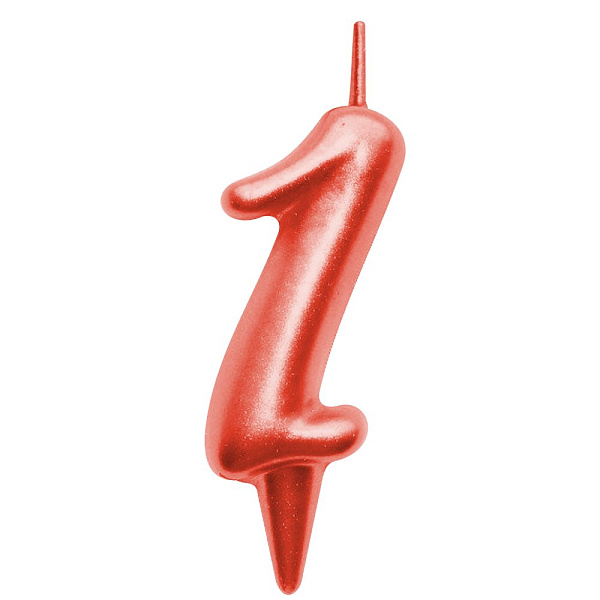Свеча для торта "Овал" цифра 1 (красный), 8х4х1,2 см. 