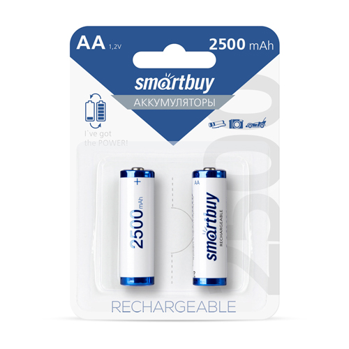 Аккумулятор NiMh Smartbuy AA/2BL 2500 mAh (24/240) (SBBR-2A02BL2500)