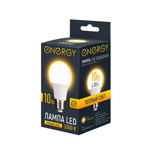 Лампа светодиодная Energy LED А60-10-E27-3000