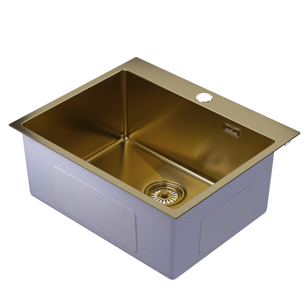 Мойка настол.монтаж 60х50 (3,0) вып 3 1/2  MIXLINE PRO 22см с сифоном (золото)