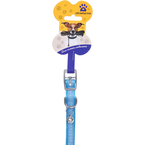 Ошейник нейлоновый "Калипсо" 1,5*38см с колокольчиком, цвет голубой Ultramarine