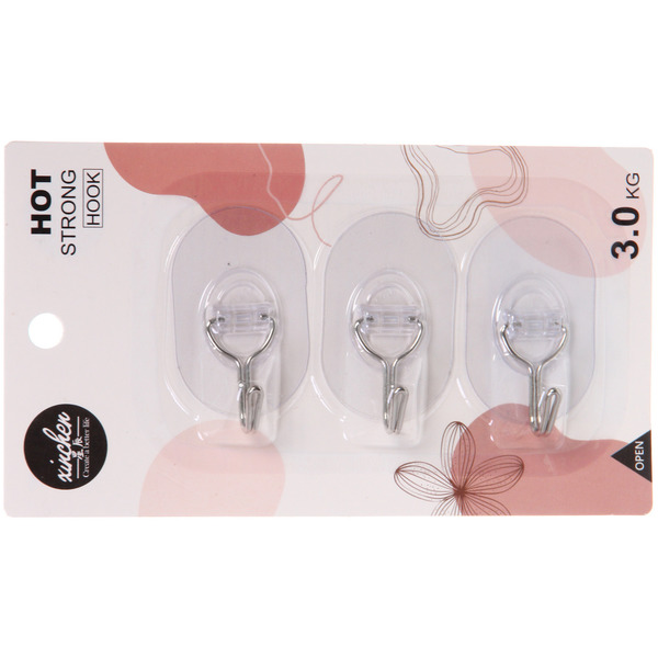 Крючки в наборе 3шт на липкой основе "БАСТОФ", форма овал, нагрузка 3кг/5,5*3,5см