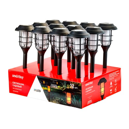 Светильник садовый на солнечной батарее, металл, пластик, 15х15х40 см, Smartbuy SBF-199/12
