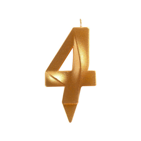 Свеча для торта "Грань" цифра 4 (золото), 8,7х4,3х1,2 см. 