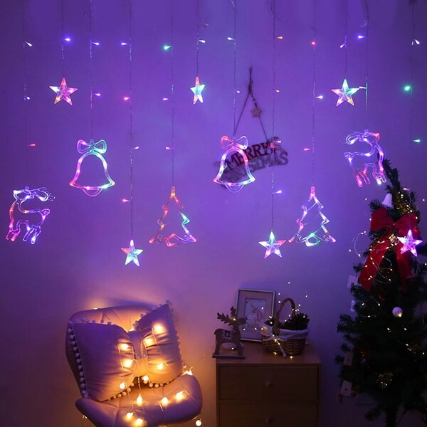 Гирлянда для дома БАХРОМА "Волшебство" ш2,5 м* в0,6/0,9м 120 ламп LED, 8 реж, IP-20, Мультицвет (возможность соединения)