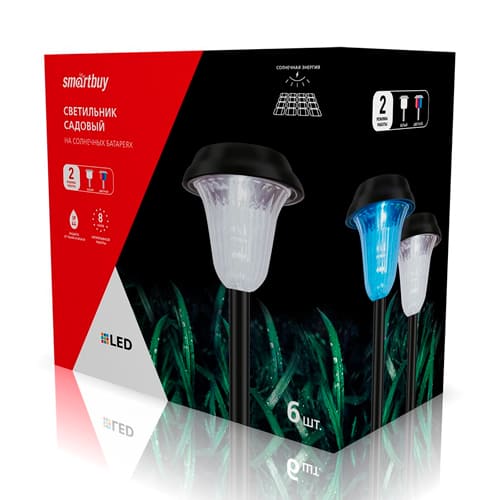 Садовый светильник Smartbuy на солнечной батарее, пластик, черный, 37 см  (SBF-107)/48