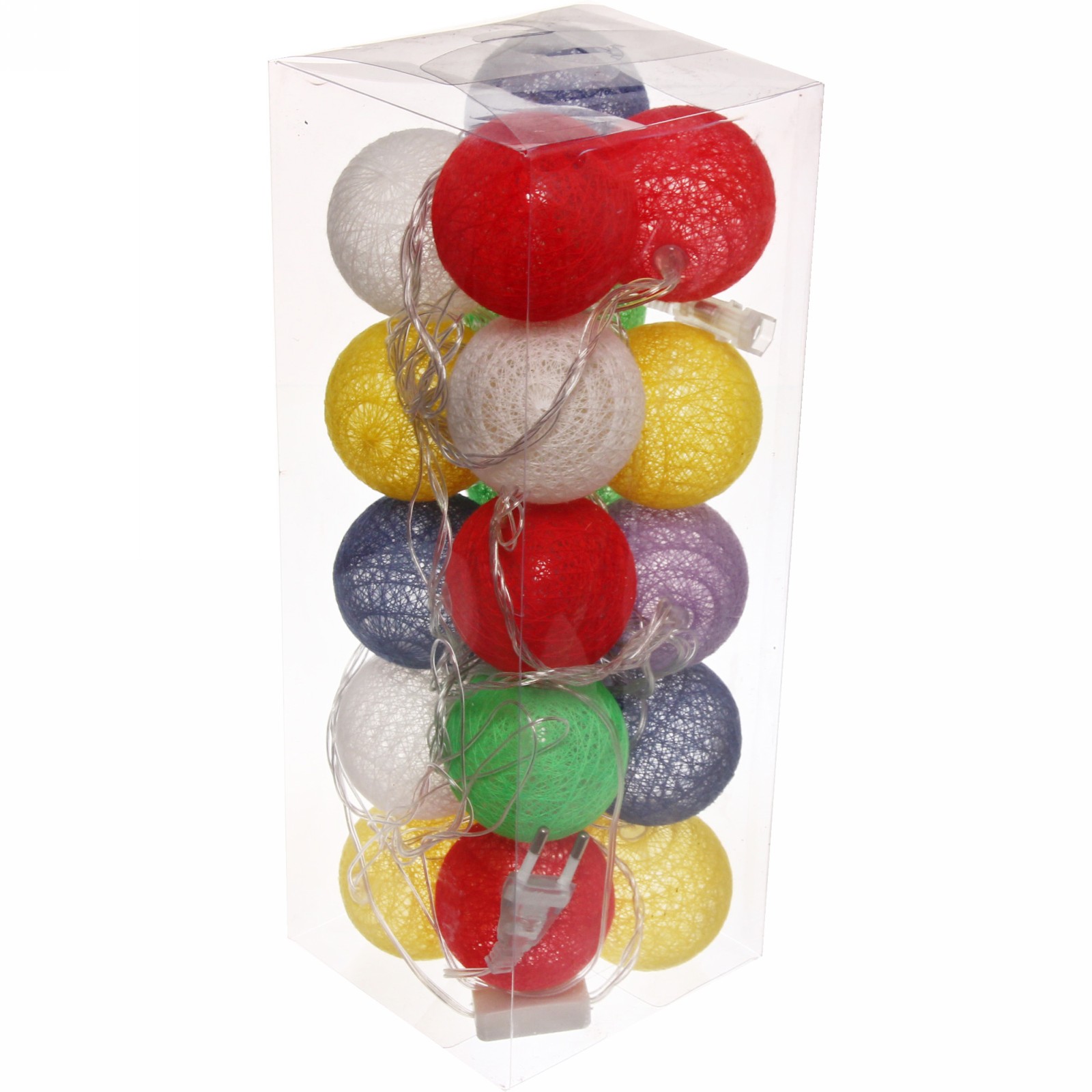 Гирлянда для дома 4 м, 20 ламп LED  с насадками "Шар плетеный" d6 см, прозр.провод, IP-20, Цветные шары (с возможностью соединения)