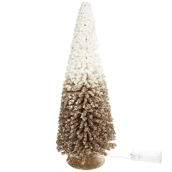 Сувенир с подсветкой "Волшебная ёлка" 15*40 см (батарейки 2 AA), Золото/Белый (свечение-теплый белый)