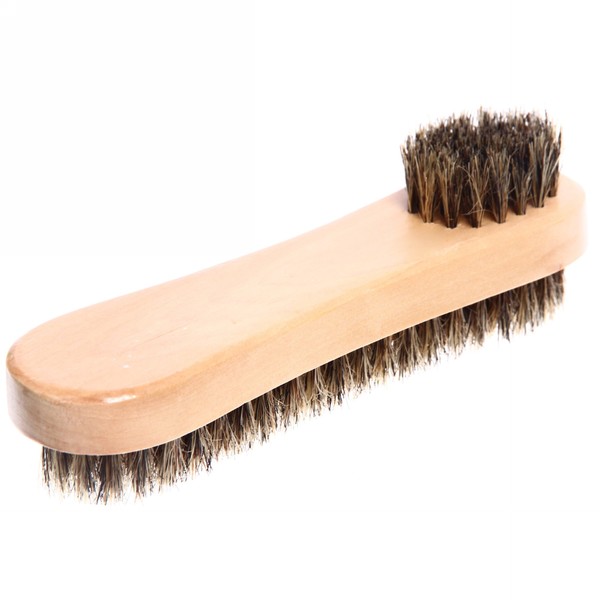Щетка для обуви деревянная с натуральным ворсом "Полезная", двухсторонняя, цвет бежевый, 16*4,3см 
