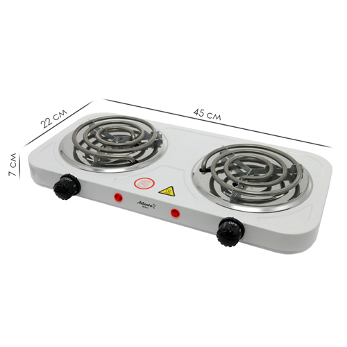 Плитка электрическая АТЛАНТА белый АТН-1737 2000Вт 2-конф. , 1/6