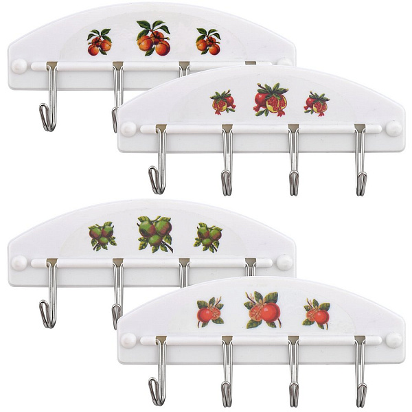 Планка с 4 крючками "Фрукты" 4 диз