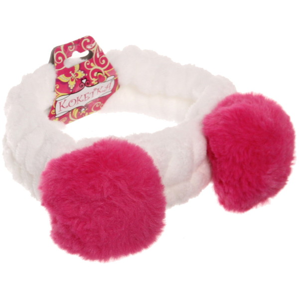 Повязка на голову "Кокетка - Шарики", цвет розовый, голубой, серый и пудровый, 20*6см (упаковка белый ZIP пакет)