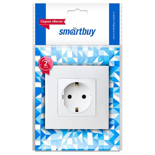 Розетка с заземлением 16А белая "Вега" (SBE-08w-16-S1-Z)