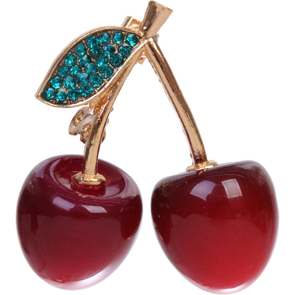 Брошь "GOLD Podarok", Вишенки, цвет как на фото, 3.5*2.8см (символ Красоты и Удачи)