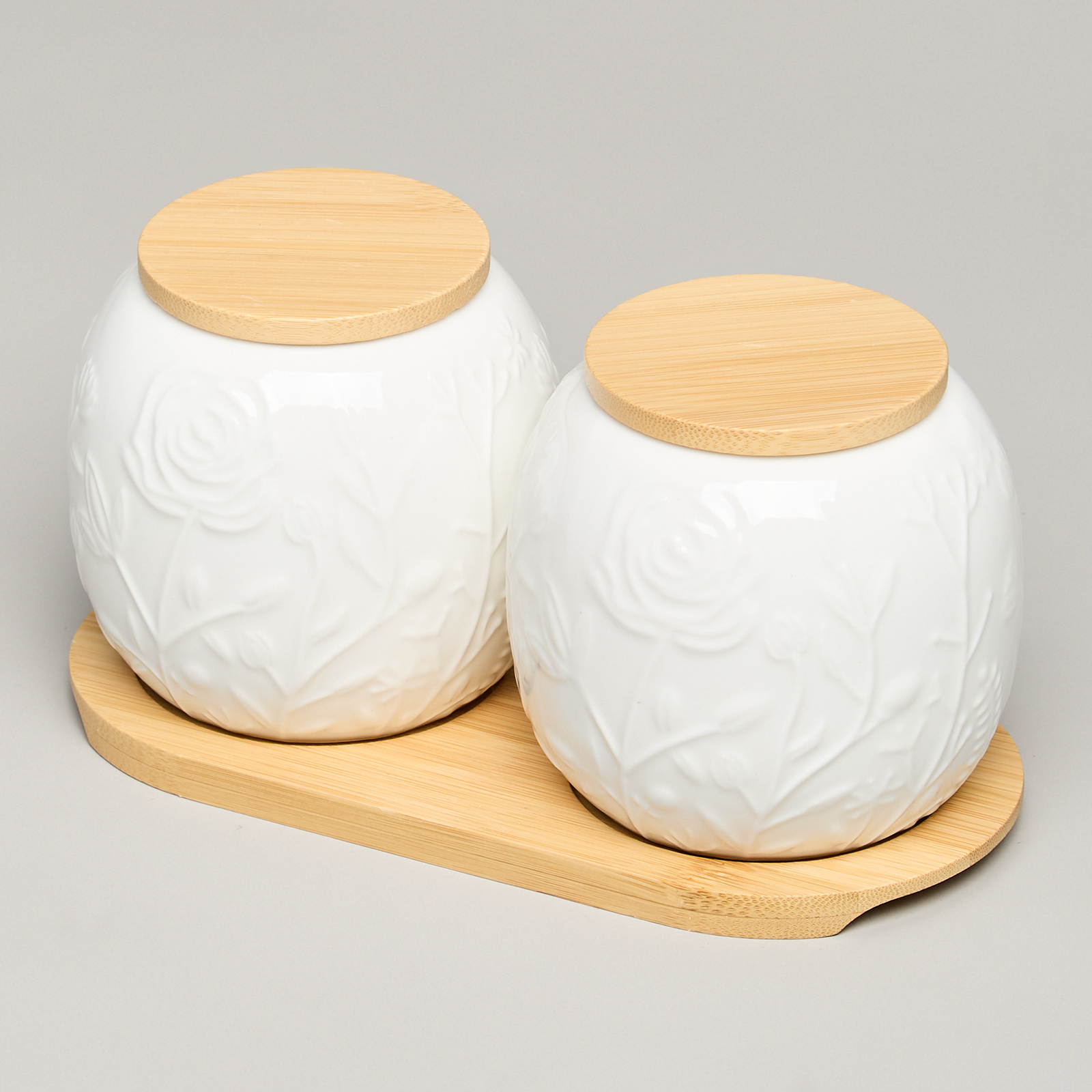 НАБОР БАНОК LEFARD, MEADOW, С ДЕР.КРЫШКОЙ НА ДЕР. ПОДСТАВКЕ 2 ШТ. 19, 5*9, 5 СМ 400 МЛ