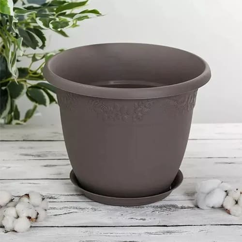 Горшок для цветов Рябина d-250мм 5л с поддоном Французский серый (1/16)