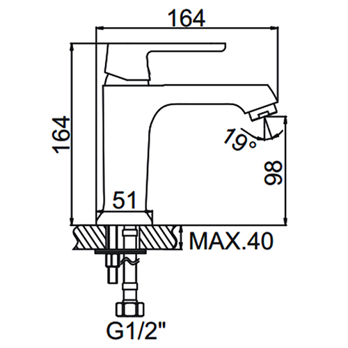 Смеситель для умывальника картридж 35 мм Ledeme L1077