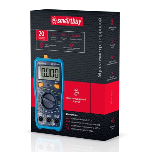 Мультиметр DT136, противоуд., многофункц., в комплекте щупы, эл. питания, Smartbuy Tools