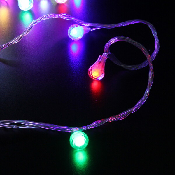 Гирлянда для дома НИТЬ "Сияющая капля" 10 м 60 ламп LED, прозр.пров, 8 реж,IP-20, Мультицвет (возможность соединения)