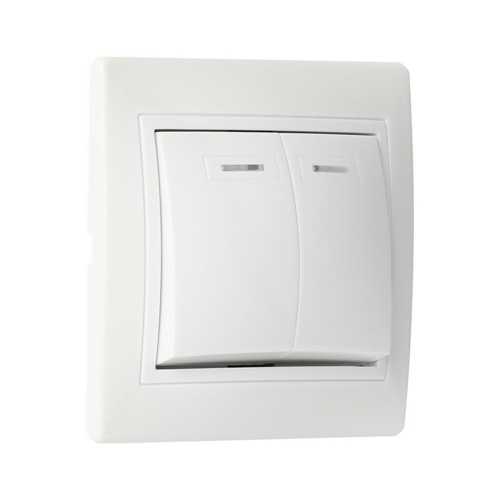 Выключатель 2-клавишный с индикатором 10А белый "Венера" (SBE-01w-10-SW2-1)