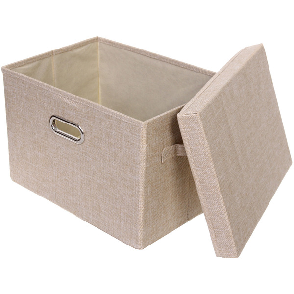 Коробка для хранения вещей складная с крышкой "Дэстра", цвет светло-бежевый, 37*27*26 см