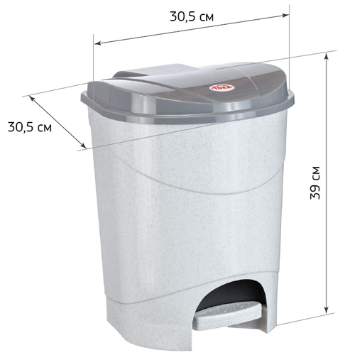 Контейнер для мусора с педалью 19 л (мраморный) (1/4)