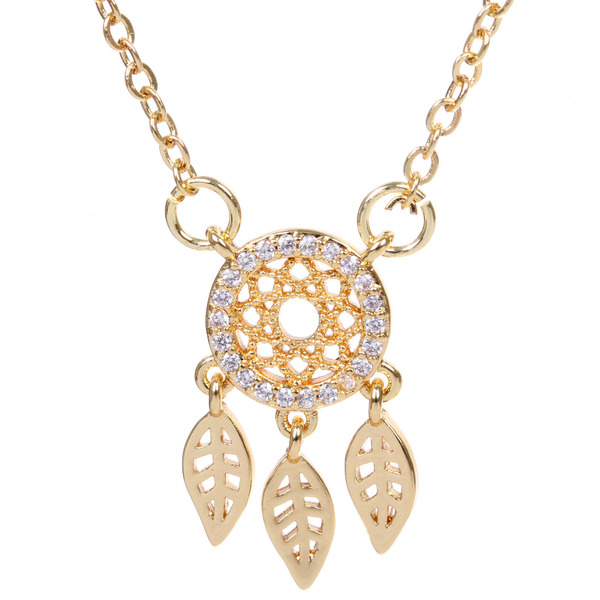 Подвеска из гиппоалергенного сплава со стразами "ЛОВЕЦ СНОВ", цвет серебро и золото, d-20см/1,8см