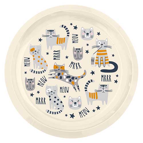 Тарелка детская 215 мм, с декором Котики, светло-бежевая