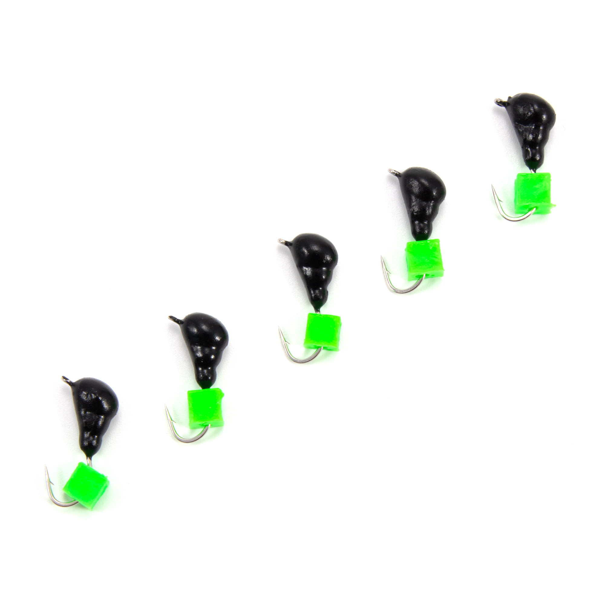 Мормышка безнасад. ЯМАН "Муравей с ушком", вес 0,8 г, ядреный кубик зелёный (уп. 5 шт.)