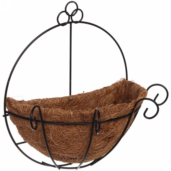 Кашпо для цветов 0,5л "Коковита" с кокосовым волокном, настенное d=20см ДоброСад