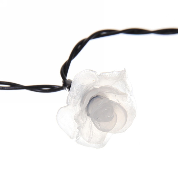 Гирлянда для улицы "Нежный цветок" 3 м 20 ламп LED чёрный провод, 2 реж.,IP-55, Теплый белый (солнечная батарея)