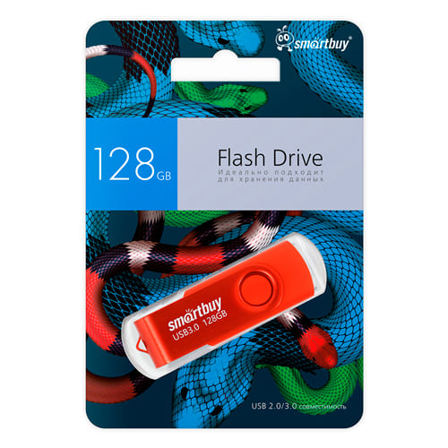 Флеш-накопитель UFD 3.0/3.1 Smartbuy 128GB Twist Red Snake Edition SB128GBTWRSN
