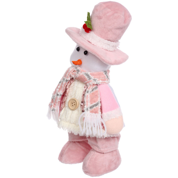 Сувенир новогодний "Новогоднее настроение - Снеговичок" 14*30*8 см, Розовый (с подсветкой)