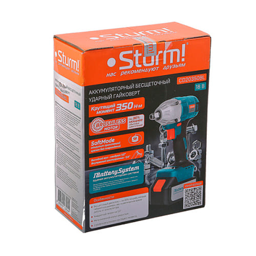 Гайковёрт ударный б/щ CD20350BL, 18В, 1BatterySystem, STURM