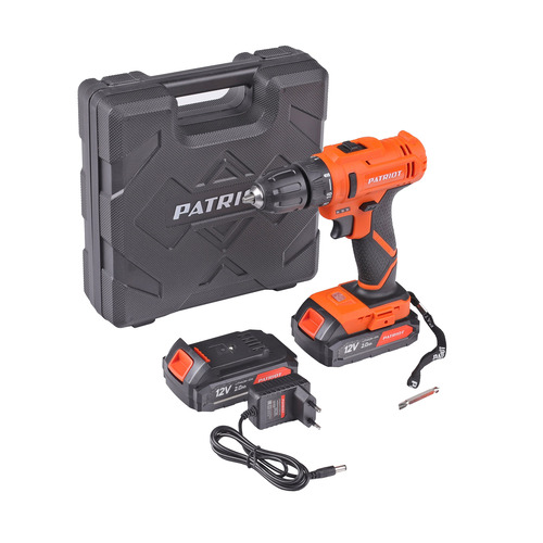 Дрель-шуруповерт аккумуляторная PATRIOT BR 117 Li, две АКБ Li-Ion 12 В 2 Ач, 2 скорости, кейс