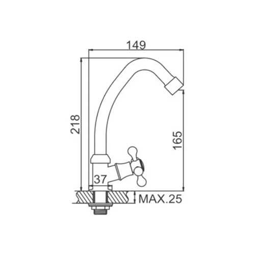 Смеситель для кухни LEDEME 4108 1/2 керам на одну воду, карт. 35 мм. , 1/30